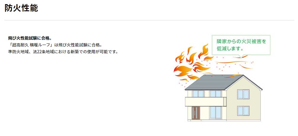 所沢市の屋根のリフォーム　ガルバリウム屋根材の防火性能
